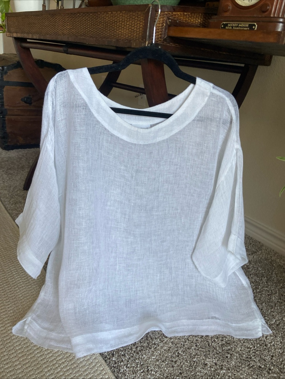 Lightweight White Women’s Linen Top - Casual Breathable Tee